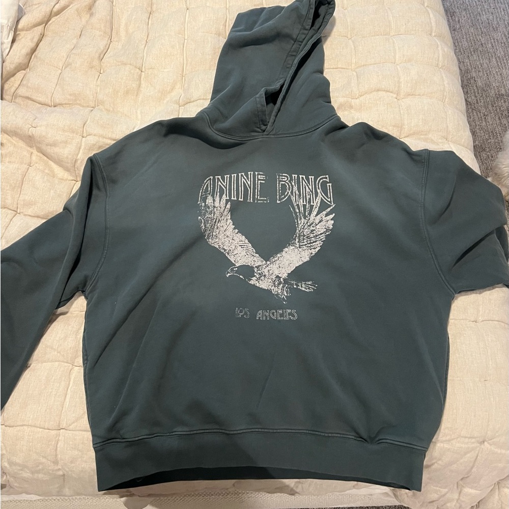Anine Bing Green Hoodie with Eagle Graphic